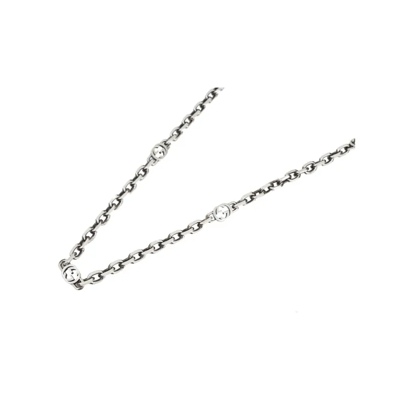 GUCCI Sterling Silver Interlocking G Necklace-5