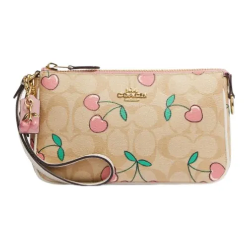 COACH Nolita Artificial Leather Wrist Bags Clutches Small Size Women's Khaki