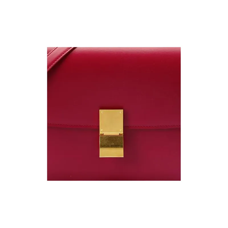 CELINE Classic Bo Polished Cow Leather Handbag Tofu Bag Block Crossbody Bag Shoulder Bag Women's Raspberry Red-4