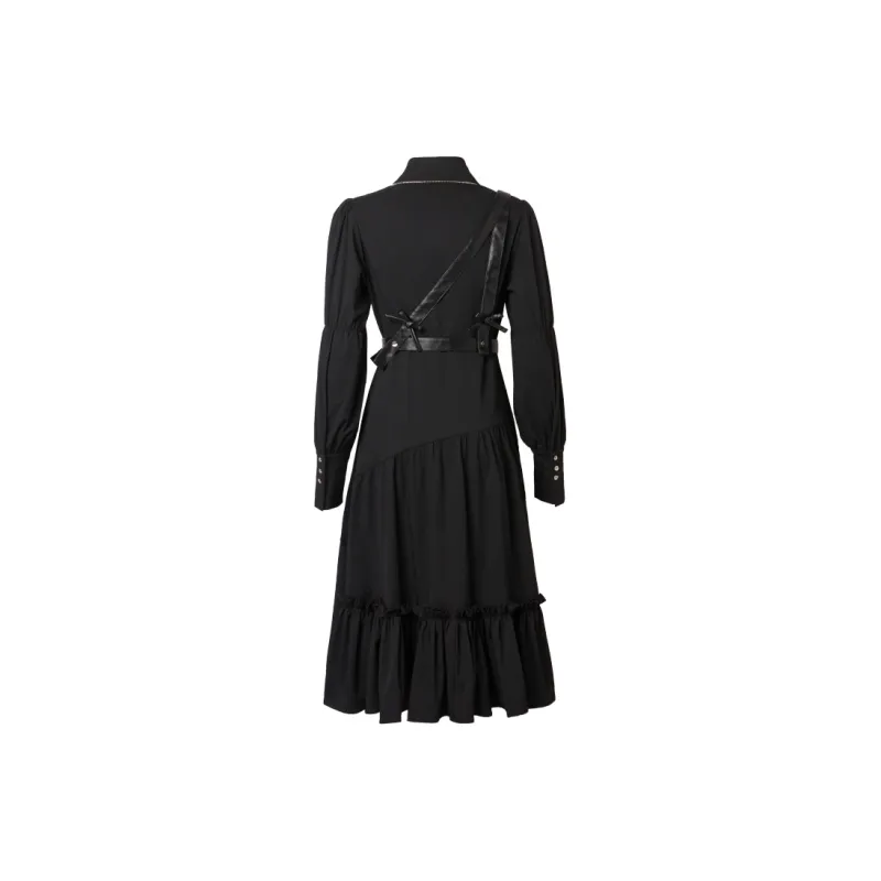 MEETLADY Long Sleeved Dresses Women's Black-1