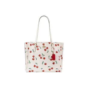 COACH Mollie Cow Leather Tote Bag Shopping Bag One Shoulder Handbag Large Size Women's White