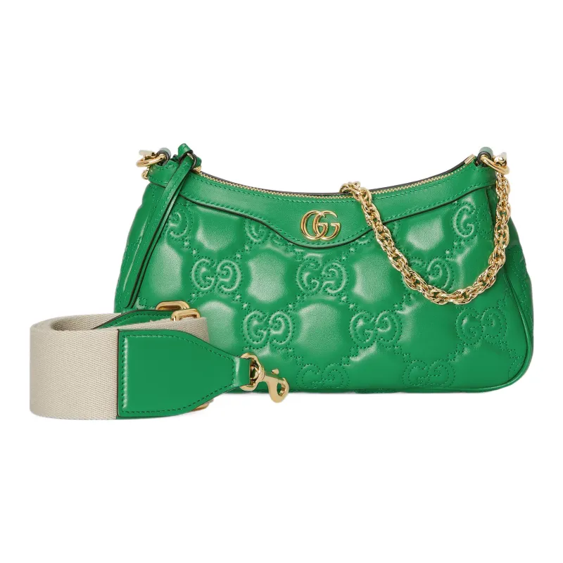 GUCCI GG Matelassé Leather Mahjong Shoulder Bag Shoulder Bags Handbags Women's Green-3