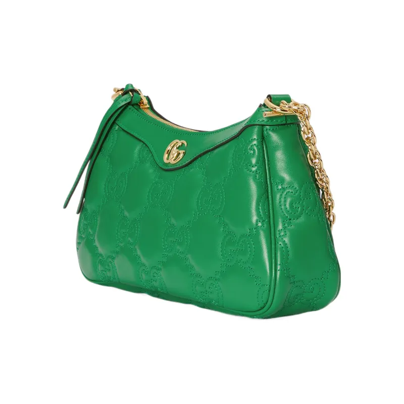 GUCCI GG Matelassé Leather Mahjong Shoulder Bag Shoulder Bags Handbags Women's Green-1