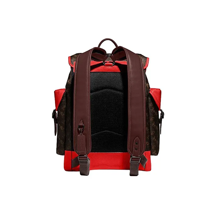 COACH Hitch With Cow Leather Backpack Large Size Men's Brown & Red-2