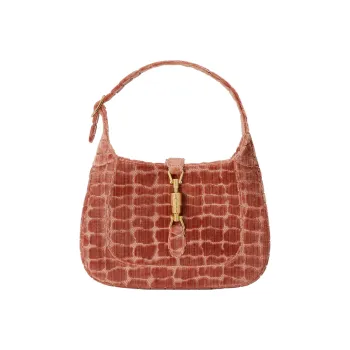 GUCCI Jackie 1961 Velvet Crescent Shoulder Bag Shoulder Bag Small Size Women's Pink