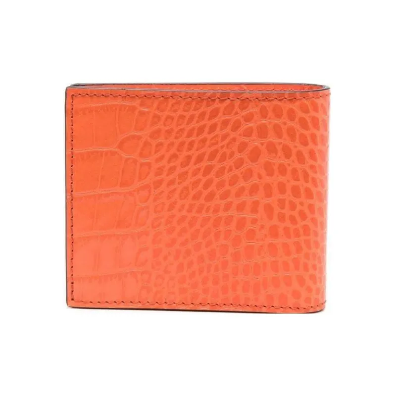 MOSCHINO Leather Card Holder Wallet Men's Orange-1