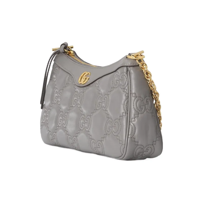 GUCCI GG Matelassé Leather Pochette, Shoulder Bag Shoulder Bag, Handbag Women's Gray-1