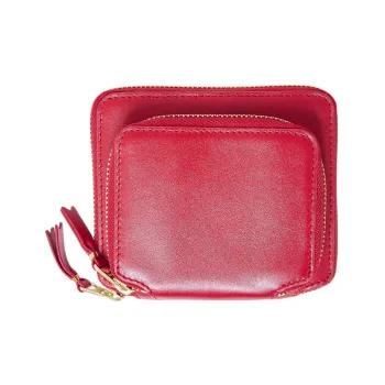 CDG Leather Card Holder Wallet Women's Red