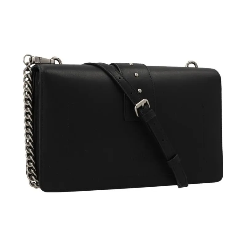 PINKO Calfskin Shoulder Bag Crossbody Bag Women's Black-3