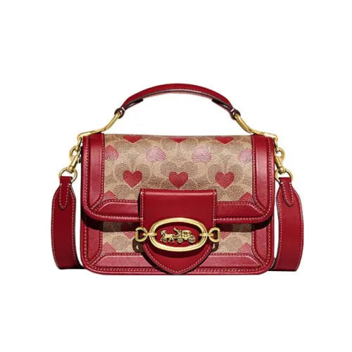 COACH Hero Cow Leather Portable Crossbody Bag Shoulder Bag Small Size Women's Brown & Red