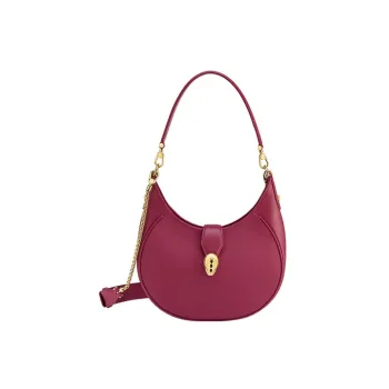 BVLGARI Serpenti Ellipse Calfskin Portable Crossbody Bag, Shoulder Bag Medium Size Women's Red