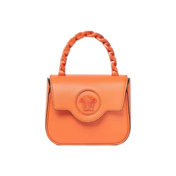 VERSACE La Medusa Calfskin Shoulder Bag Crossbody Bag Handbag Mini Women's Orange
