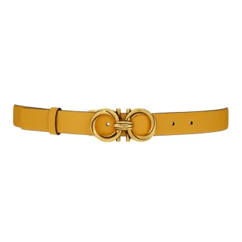 FERRAGAMO Fashion Trend Minimalist Style Smooth Buckle Belt Women's Yellow Width: 2.5cm