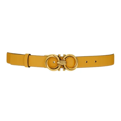 FERRAGAMO Fashion Trend Minimalist Style Smooth Buckle Belt Women's Yellow Width: 2.5cm