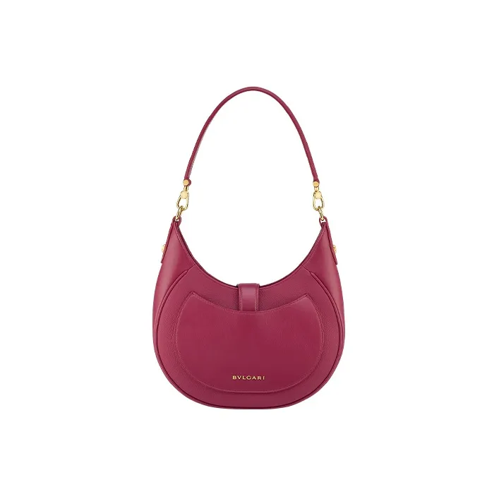 BVLGARI Serpenti Ellipse Calfskin Portable Crossbody Bag, Shoulder Bag Medium Size Women's Red-2