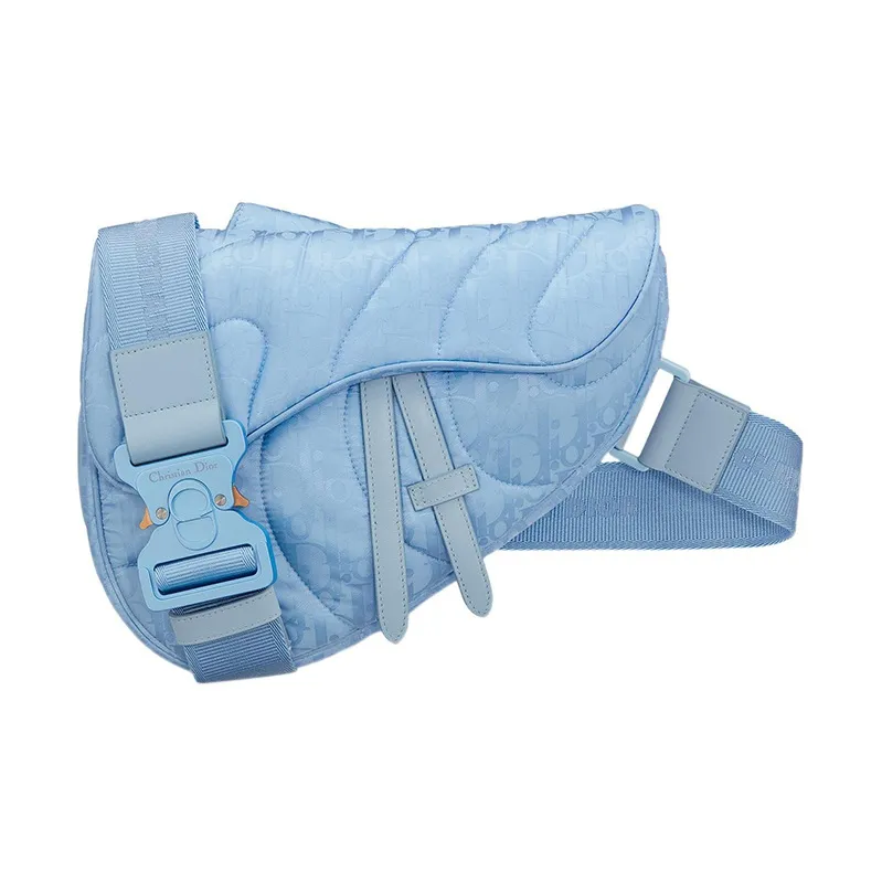 DIOR Leather Saddle Bag Shoulder Bag Crossbody Bag Men's Blue-0
