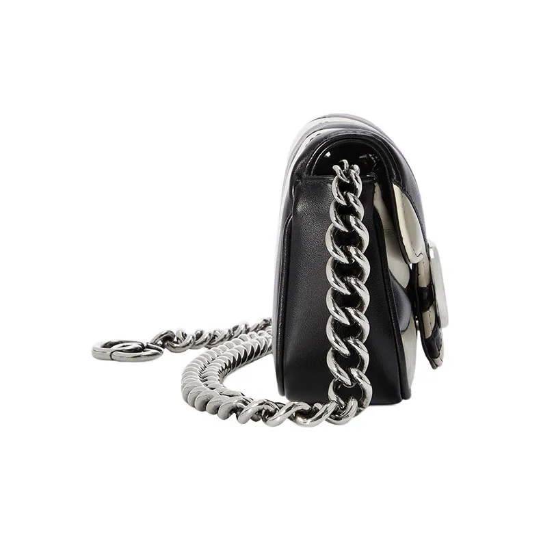 GUCCI GG Marmont Leather Sling Bag, Fanny Pack Regular Women's Black/White-4