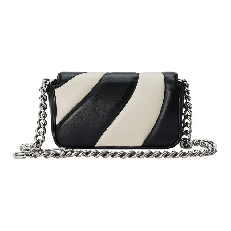 GUCCI GG Marmont Leather Sling Bag, Fanny Pack Regular Women's Black/White-5