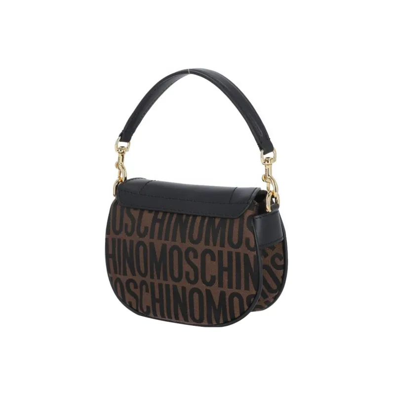 MOSCHINO Cotton With Leather Crossbody One Shoulder Handbags Women's Brown-2