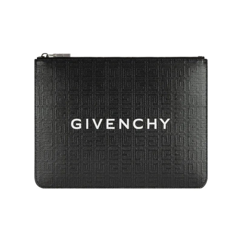 GIVENCHY Coated Canvas With Cotton Blend Clutch Large Size Men's Black-0