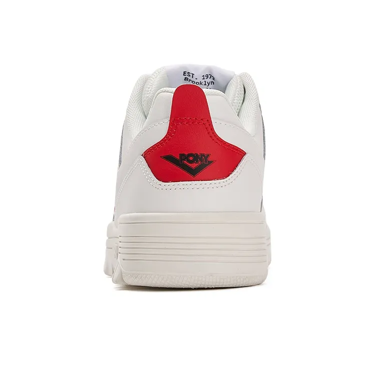 PONY Reverse Low Top Skateboard Shoes Unisex White Red-3