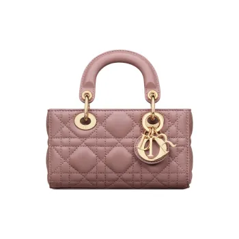 DIOR Lady D-JOY Sheepskin Daisie Bag Shoulder Bag Crossbody Bag Handbag Extra Mini Women's Pink Peony