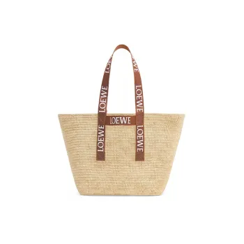 LOEWE Fold Shopper In Raffia Natural/Tan