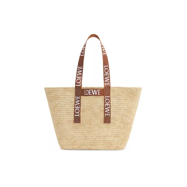 LOEWE Fold Shopper In Raffia Natural/Tan-0