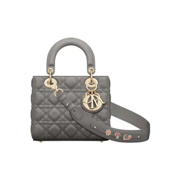 DIOR Lady DiorMy ABCDior Sheepskin Lady Dior Bag Shoulder Bag, Crossbody Bag, Handbag Small Size Women's Gray