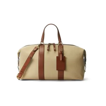 Polo Ralph Lauren Welington Cotton Canvas With Calfskin Trim Shoulder Bag Crossbody Bag Handbag Men's Brown