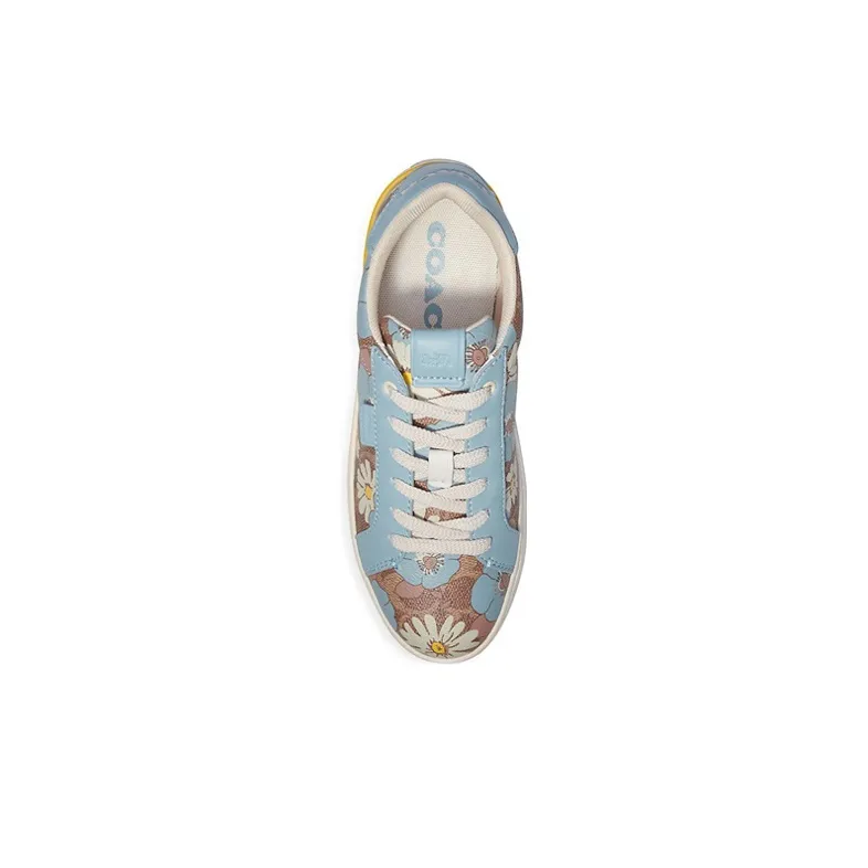 COACH Lowline Low Top Stylish Skateboarding Shoes Women's White Brown Blue-2