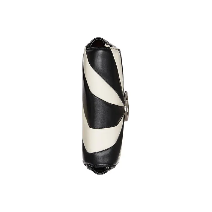 GUCCI GG Marmont Leather Sling Bag, Fanny Pack Regular Women's Black/White-7