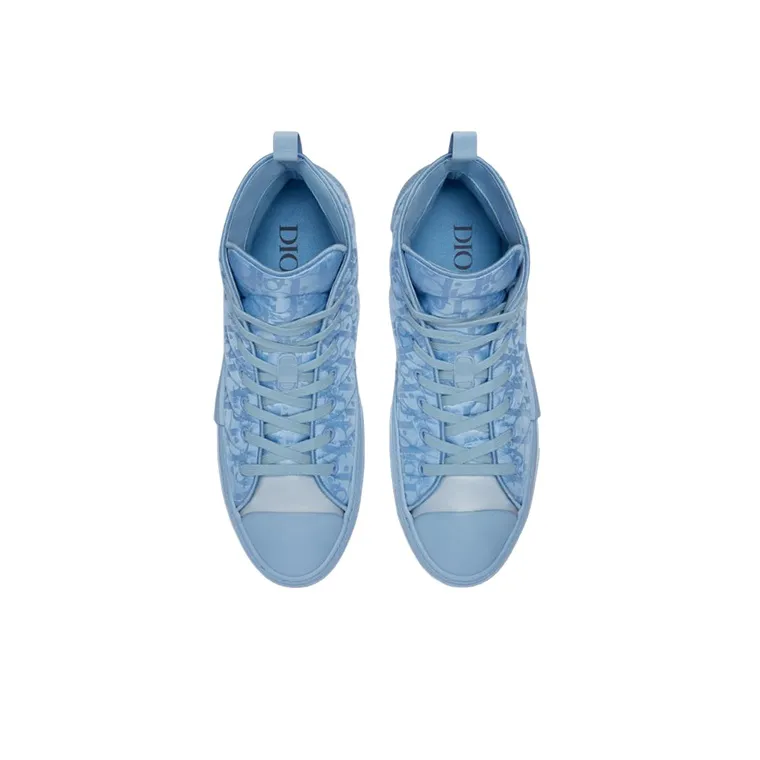 DIOR B23 High Top Erl Blue DIOR Oblique Mirage Quilted Technical Fabric With Swirl Motif-3