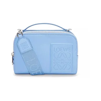 LOEWE Satin Cow Leather Camera Bag Handbag Shoulder Bag Crossbody Bag Mini Men's Light Blue