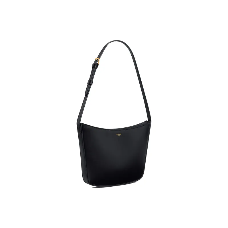 CELINE Croque Cow Leather Handbag, Shoulder Bag Women's Black-1