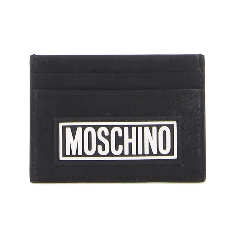 MOSCHINO Leather Card Holder Men's Black-0