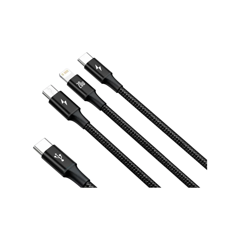 Baseus 1.5m One Drags Three All in one Extreme Speed Collection Type C To M+L+C PD 20W Fast Charging Cable-2