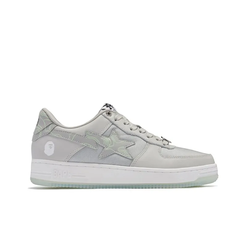 A BATHING APE STA Stylish Skateboarding Shoes Women's Gray Green-1