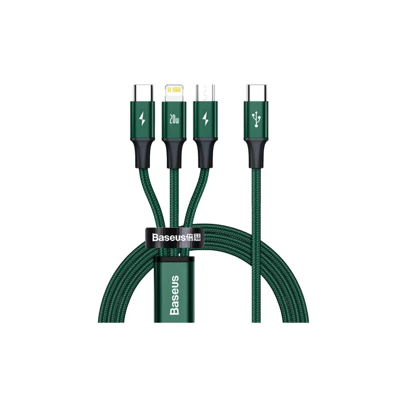 Baseus 1.5m One Drags Three All in one Extreme Speed Collection Type C To M+L+C PD 20W Fast Charging Cable-5