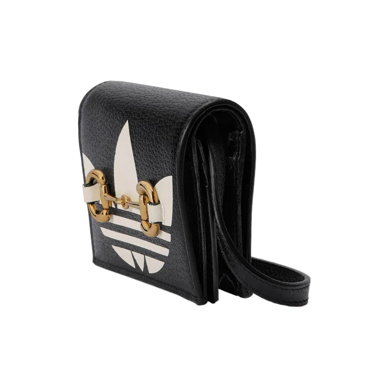 GUCCI Adidas Collaboration Leather Small Square Bag Shoulder Bag Crossbody Bag Unisex Black-1