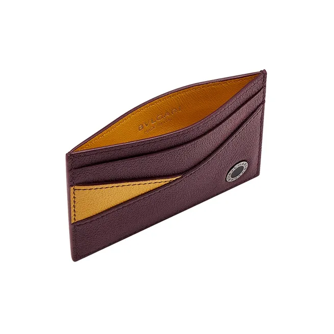 BVLGARI Calfskin Card Holder Men's Brown-2