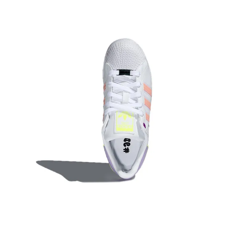 Adidas Originals Superstar Bold Anti Slip Wear Resistant Low Top Skateboard Shoes Women's White Pink Purple-4