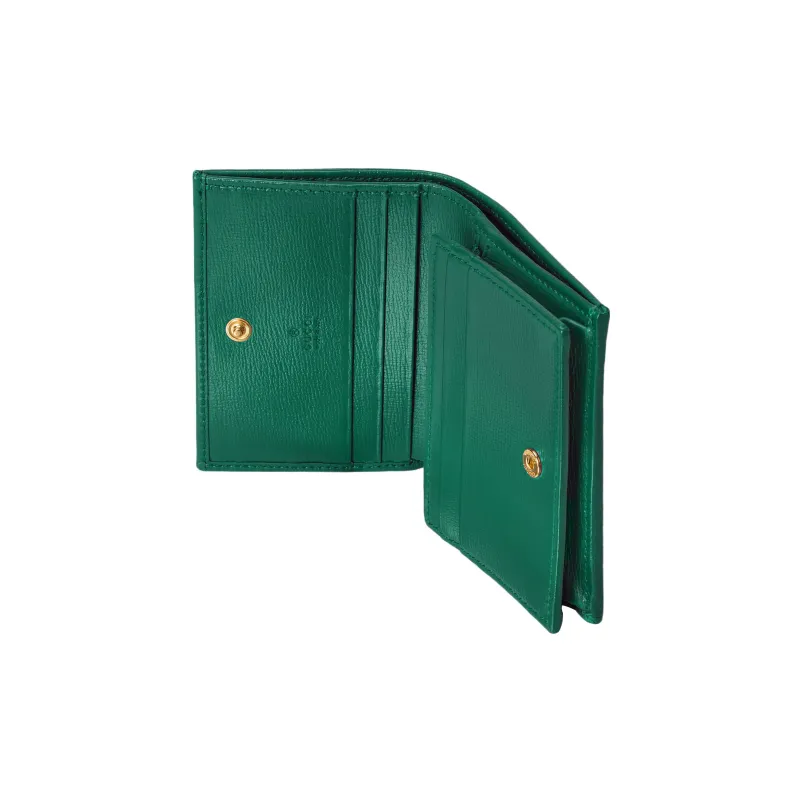 GUCCI Horsebit 1955 Leather Card Holder Wallet Women's Green-5