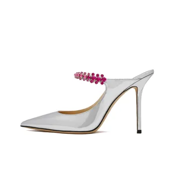 Jimmy Choo Bing Wrap toe Slippers Women's Silver