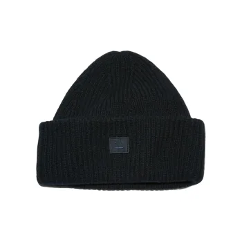 Acne Studios Logo Patch Ribbed Beanie