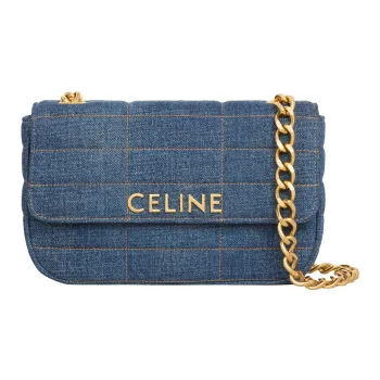 CELINE MATELASSE MONOCHROME Series Denim Crossbody Bag Shoulder Bag Women's Blue