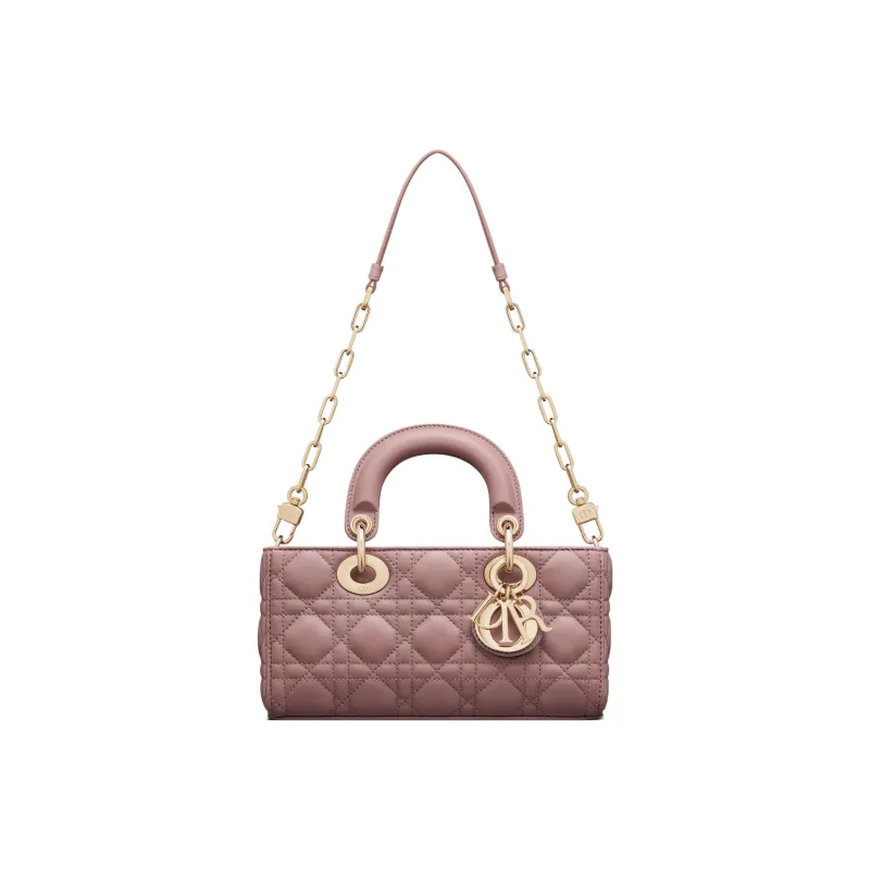 DIOR Lady D-JOY Sheepskin Daisie Bag Shoulder Bag Crossbody Bag Handbag Small Size Women's Pink Peony-4