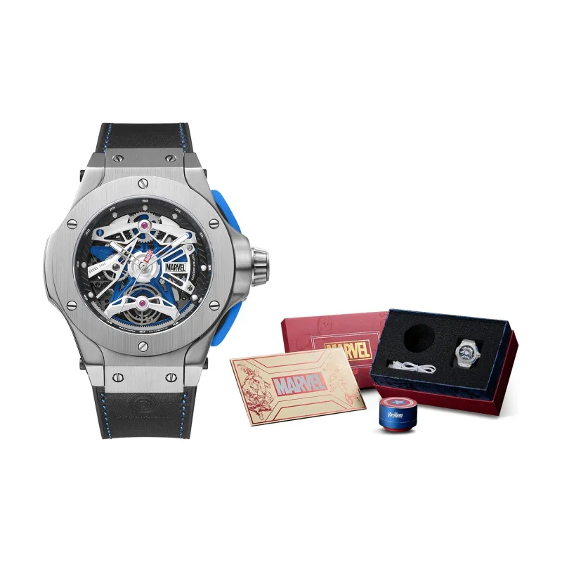 MARVEL Space Collection Automatic Mechanical Movement Rubber Strap Watch Men's Watches Black Dial M-6055SHS-0