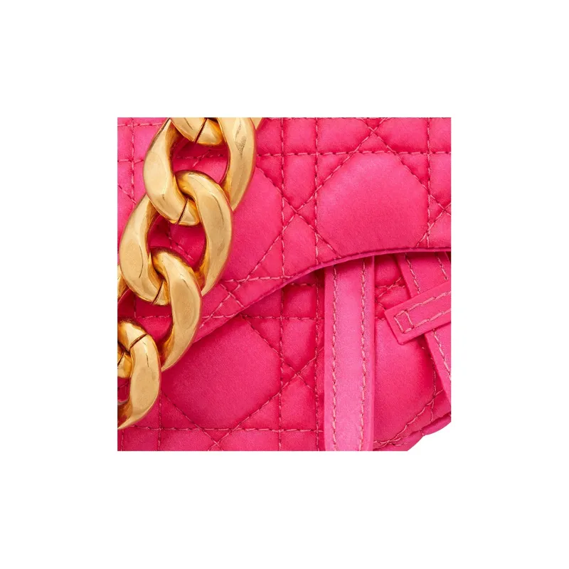 DIOR Satin Saddle Bag Handbag Extra Mini Women's Pink-5