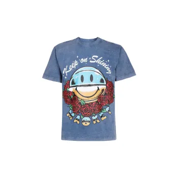 Chinatown Market Smiley Keep On Shining Washed T Shirt 'Washed Blue'